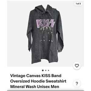 NWOT KISS Band Oversized Hoodie Sweatshirt Mineral Wash Unisex Vintage Style M